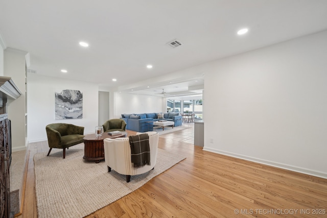 2947 S Peoria Ave, Tulsa, OK 74114 - living area featuring recessed lighting, light wood-type flooring, and visible vents