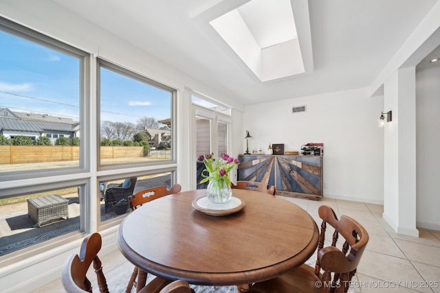 2947 S Peoria Ave, Tulsa, OK 74114 - dining room with light tile patterned flooring, a wealth of natural light, a skylight, and visible vents
