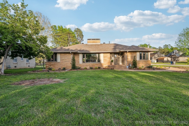 2947 S Peoria Ave, Tulsa, OK 74114 - ranch-style home featuring a chimney and a front yard