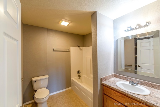 464888 E 1010th Rd, Sallisaw, OK 74955 - full bathroom with vanity, a textured ceiling, shower / bathing tub combination, and toilet