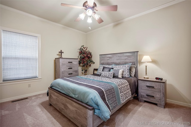 6323 E 111th Pl, Tulsa, OK 74137 - carpeted bedroom with ornamental molding and ceiling fan
