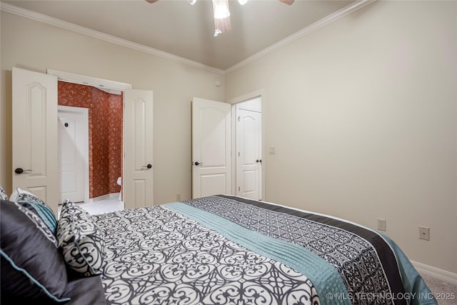 6323 E 111th Pl, Tulsa, OK 74137 - bedroom with ornamental molding and a ceiling fan