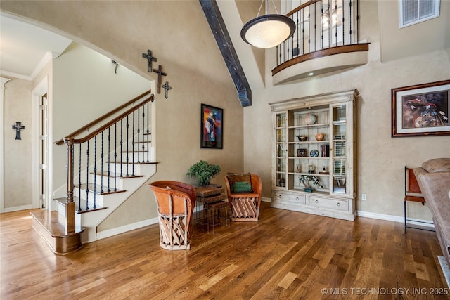 6323 E 111th Pl, Tulsa, OK 74137 - sitting room featuring wood finished floors and stairs