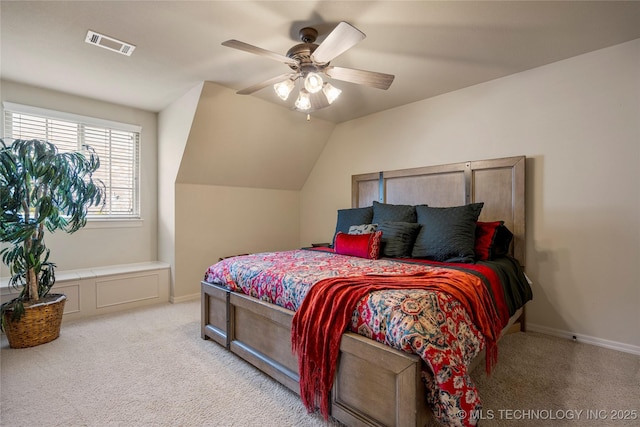 6323 E 111th Pl, Tulsa, OK 74137 - bedroom featuring light colored carpet, ceiling fan, and lofted ceiling
