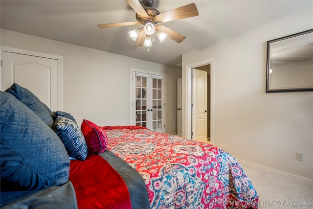 6323 E 111th Pl, Tulsa, OK 74137 - carpeted bedroom featuring french doors and ceiling fan