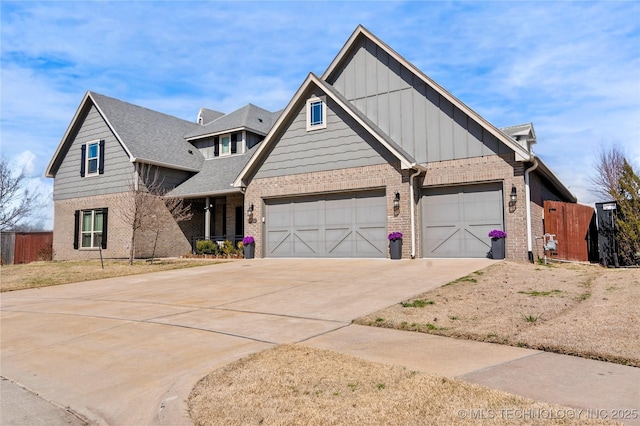 3316 W Jackson St, Broken Arrow, OK 74012 - craftsman inspired home featuring concrete driveway, an attached garage, brick siding, and fence