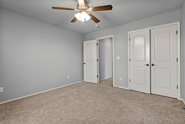 3316 W Jackson St, Broken Arrow, OK 74012 - unfurnished bedroom featuring a closet, ceiling fan, baseboards, and carpet floors