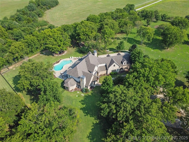drone / aerial view with a rural view