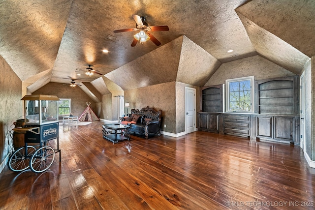 9931 N Chadford Rd, Owasso, OK 74055 - bonus room with a ceiling fan, vaulted ceiling, and hardwood / wood-style flooring