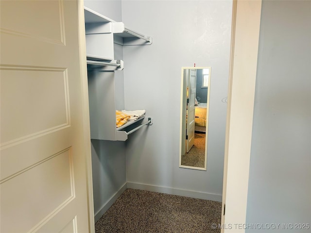 walk in closet featuring carpet