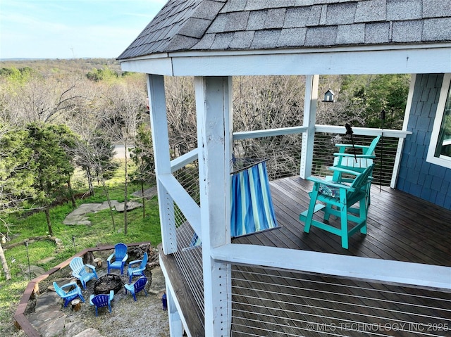 deck featuring a fire pit