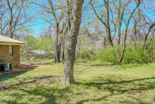 view of yard featuring central AC unit