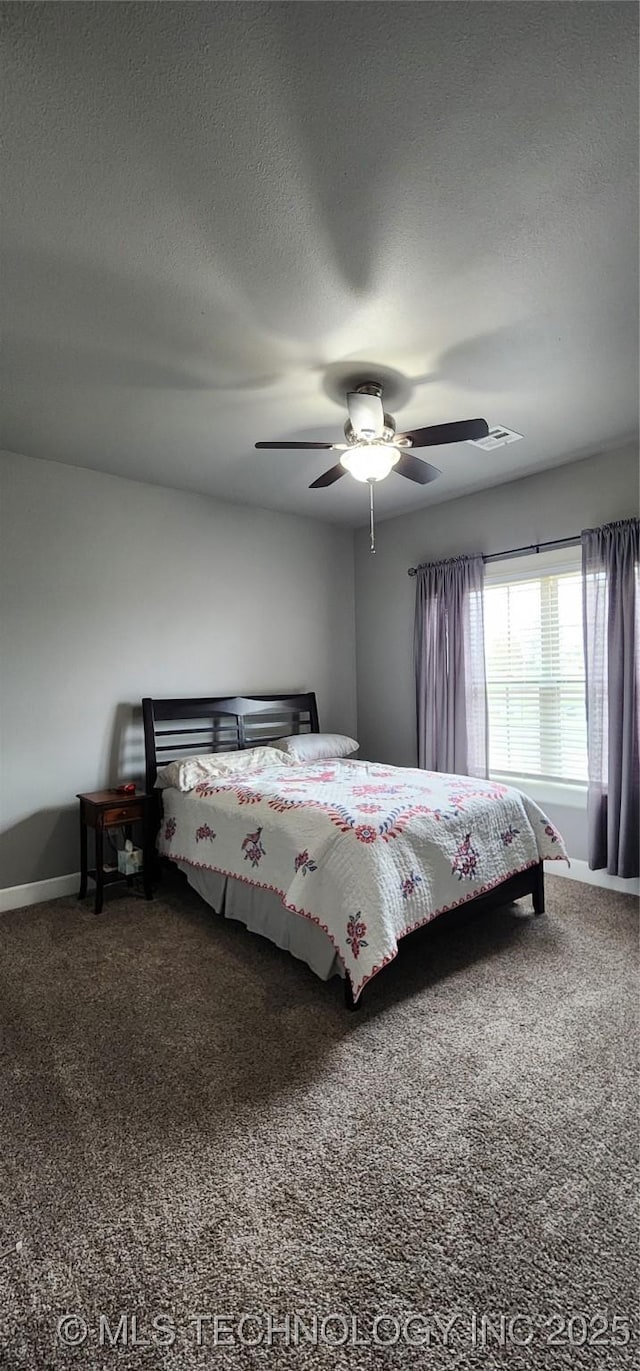17078 S 11th W Ave, Glenpool, OK 74033 - carpeted bedroom featuring a textured ceiling and ceiling fan