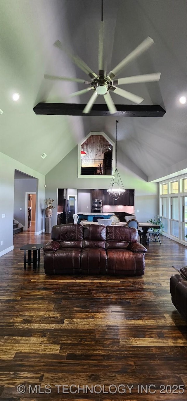 17078 S 11th W Ave, Glenpool, OK 74033 - living room with wood finished floors, a ceiling fan, and recessed lighting