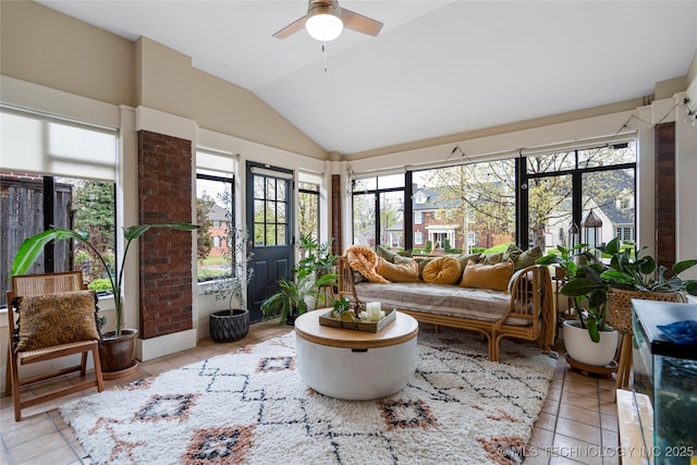 1225 E 18th St, Tulsa, OK 74120 - sunroom / solarium with tile patterned floors and vaulted ceiling