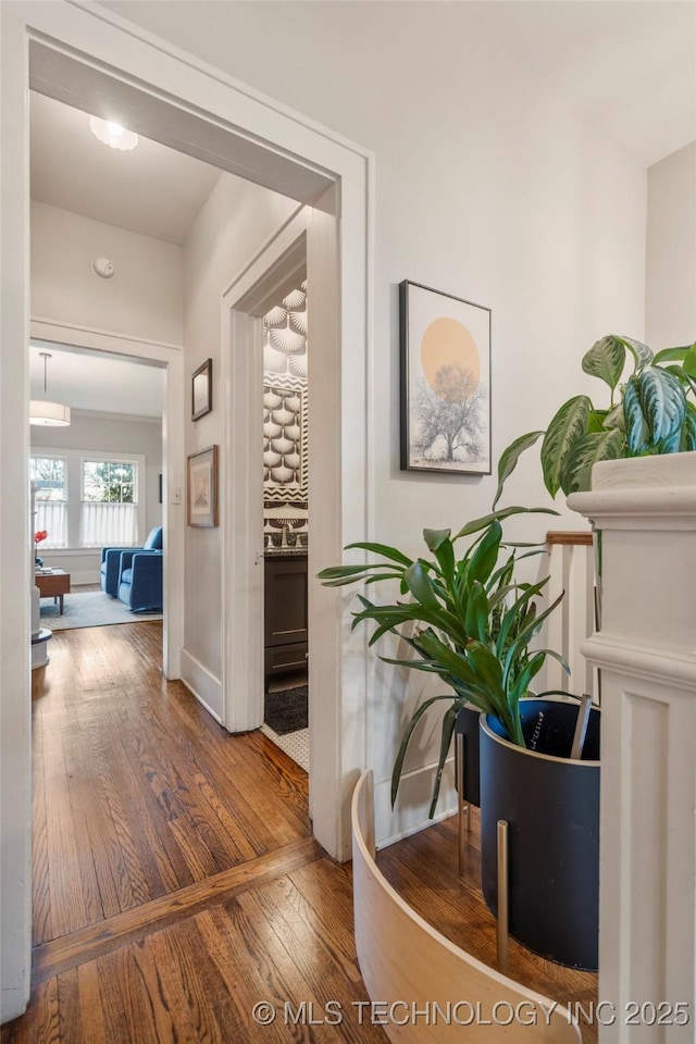 1225 E 18th St, Tulsa, OK 74120 - hall with wood-type flooring and baseboards