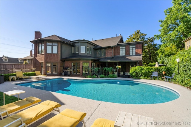 1225 E 18th St, Tulsa, OK 74120 - view of pool featuring a patio area and a grill