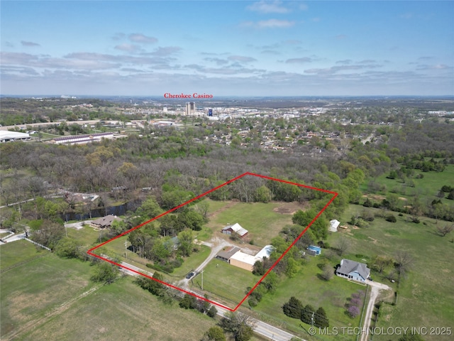 drone / aerial view with a rural view