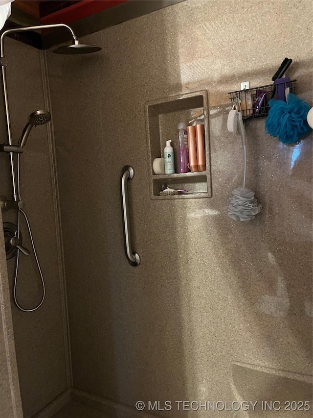 interior details with a shower stall