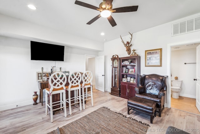 12255 Avalon Dr, Sperry, OK 74073 - living area with a ceiling fan, light wood-type flooring, and recessed lighting