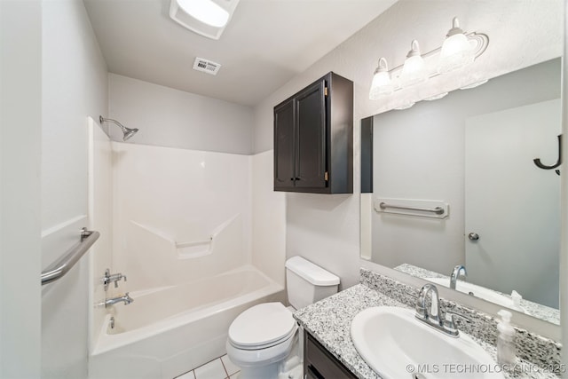 9839 N Lewis Ave, Sperry, OK 74073 - full bathroom with visible vents, shower / bathing tub combination, toilet, and vanity