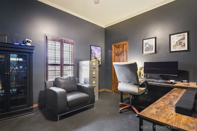 626 Countrywood Way, Sapulpa, OK 74066 - home office with ornamental molding and baseboards