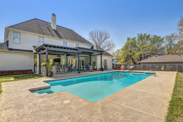 626 Countrywood Way, Sapulpa, OK 74066 - view of pool with a patio area, ceiling fan, and a pergola