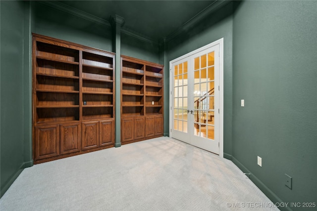 6673 E 60th Pl, Tulsa, OK 74145 - carpeted spare room featuring french doors and crown molding