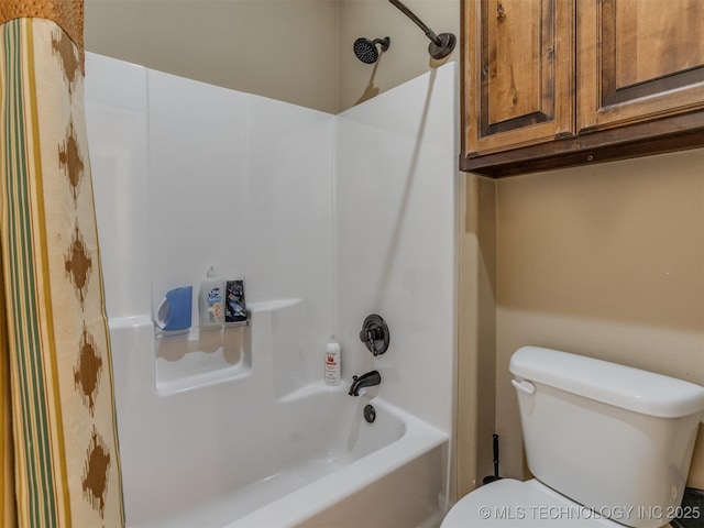 full bathroom with toilet and shower / washtub combination
