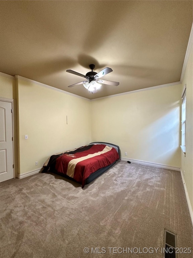 10213 S 88th E Ave, Tulsa, OK 74133 - carpeted bedroom featuring crown molding and a ceiling fan