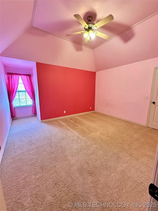 10213 S 88th E Ave, Tulsa, OK 74133 - bonus room with vaulted ceiling, a ceiling fan, and carpet