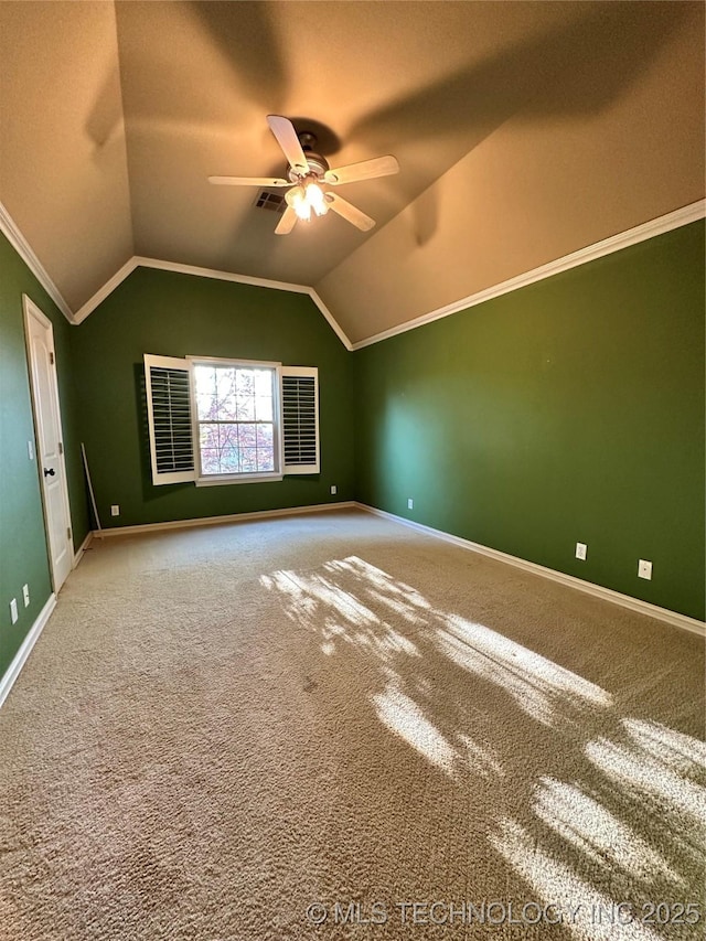 10213 S 88th E Ave, Tulsa, OK 74133 - additional living space with a ceiling fan, carpet, and vaulted ceiling