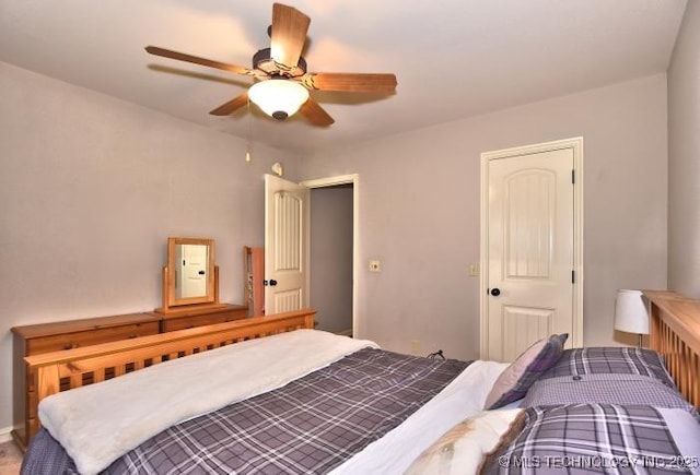bedroom featuring ceiling fan