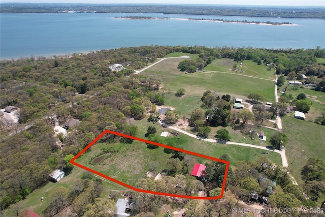 11847 Weaverville Ln, Kingston, OK 73439 - birds eye view of property featuring a water view