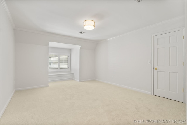 5815 S Knoxville Ave, Tulsa, OK 74135 - spare room with crown molding, visible vents, baseboards, and carpet