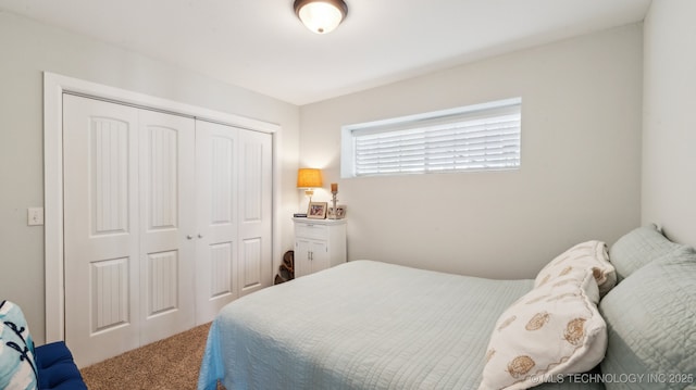 carpeted bedroom featuring a closet