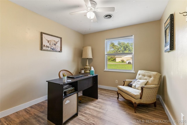 221 S Harvey, Ada, OK 74820 - office space with wood finished floors and a ceiling fan