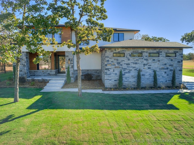 12415 Lakeview Rd, Sperry, OK 74073 - view of front of property with a front yard and stone siding