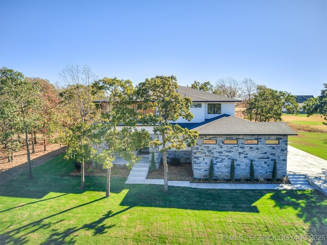 12415 Lakeview Rd, Sperry, OK 74073 - exterior space with stone siding and a front lawn