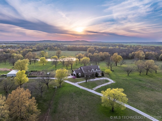 bird's eye view with a rural view