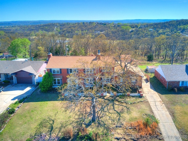 614 Oak Ridge Dr, Sand Springs, OK 74063 - view from above of property featuring a heavily wooded area
