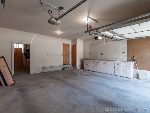 garage with a garage door opener