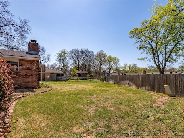 view of yard featuring a fenced backyard