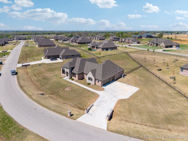 bird's eye view with a residential view