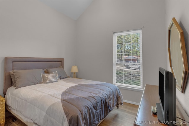 2667 Duguid Ln, Kingston, OK 73439 - bedroom with wood finished floors, vaulted ceiling, and baseboards