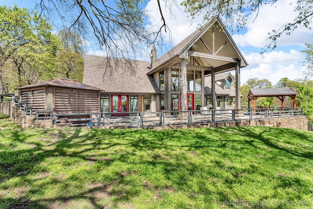 2667 Duguid Ln, Kingston, OK 73439 - rear view of house featuring a gazebo and a chimney