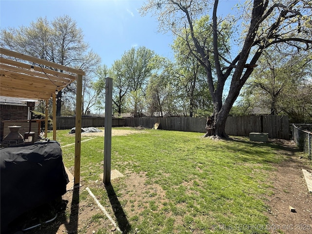 view of yard featuring a fenced backyard