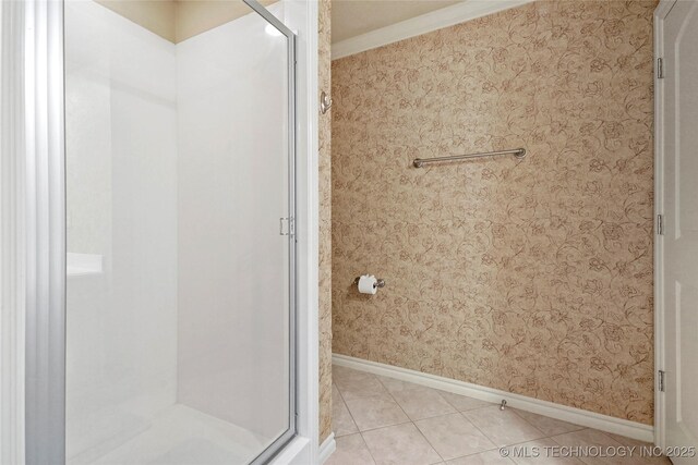 7505 S 4th St, Broken Arrow, OK 74011 - bathroom featuring baseboards, a shower stall, and tile patterned floors