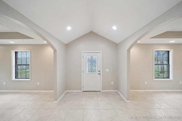 15338 S Brewster Rd, Mounds, OK 74047 - foyer with arched walkways, recessed lighting, and a wealth of natural light