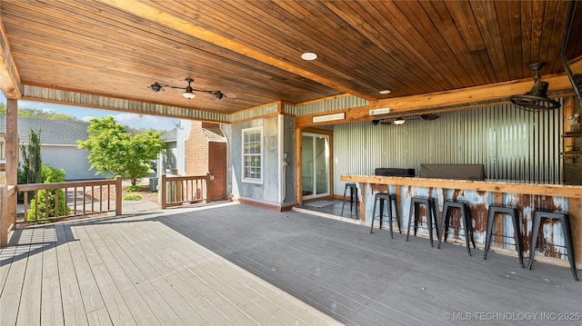 deck with outdoor dry bar
